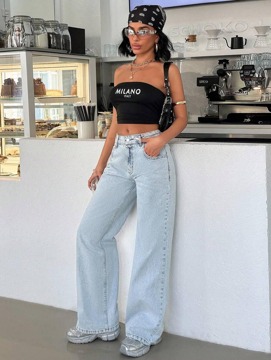 szerokie spodnie jeans