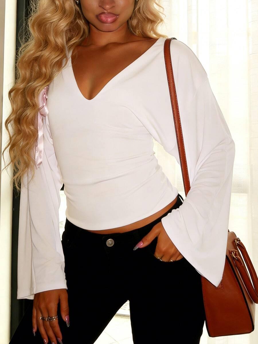 BIAŁA BLUZKA V-NECK