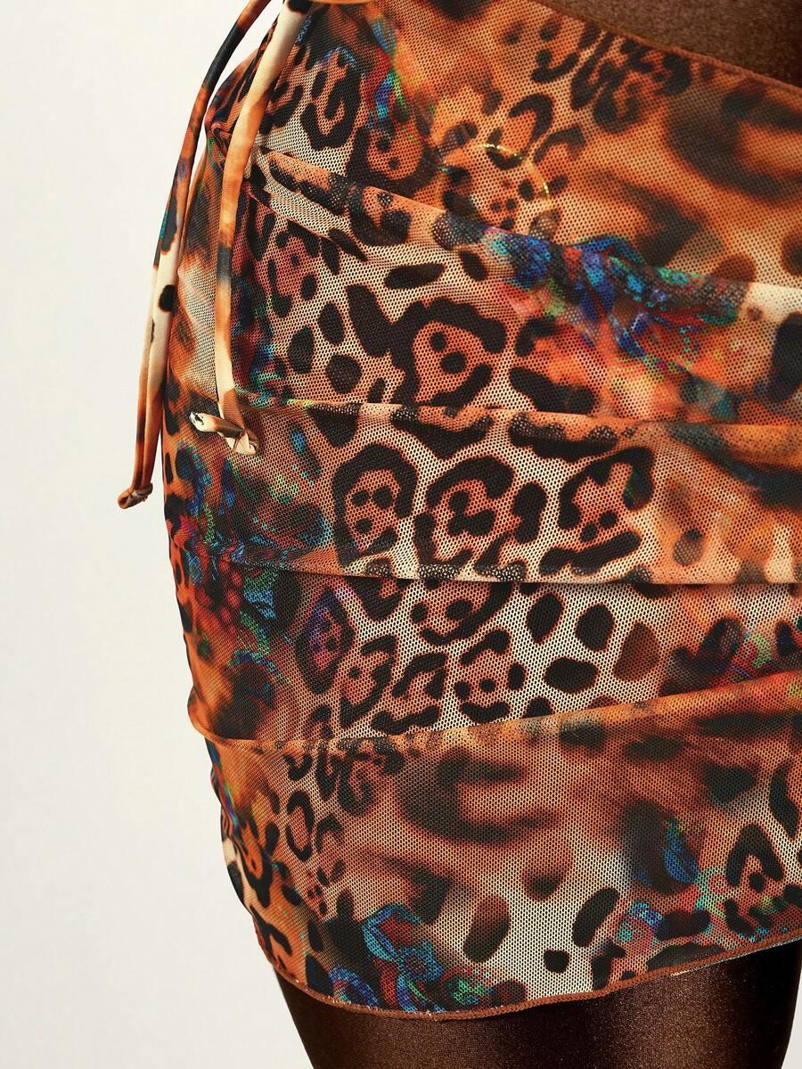 komplet bikini sarong animal print