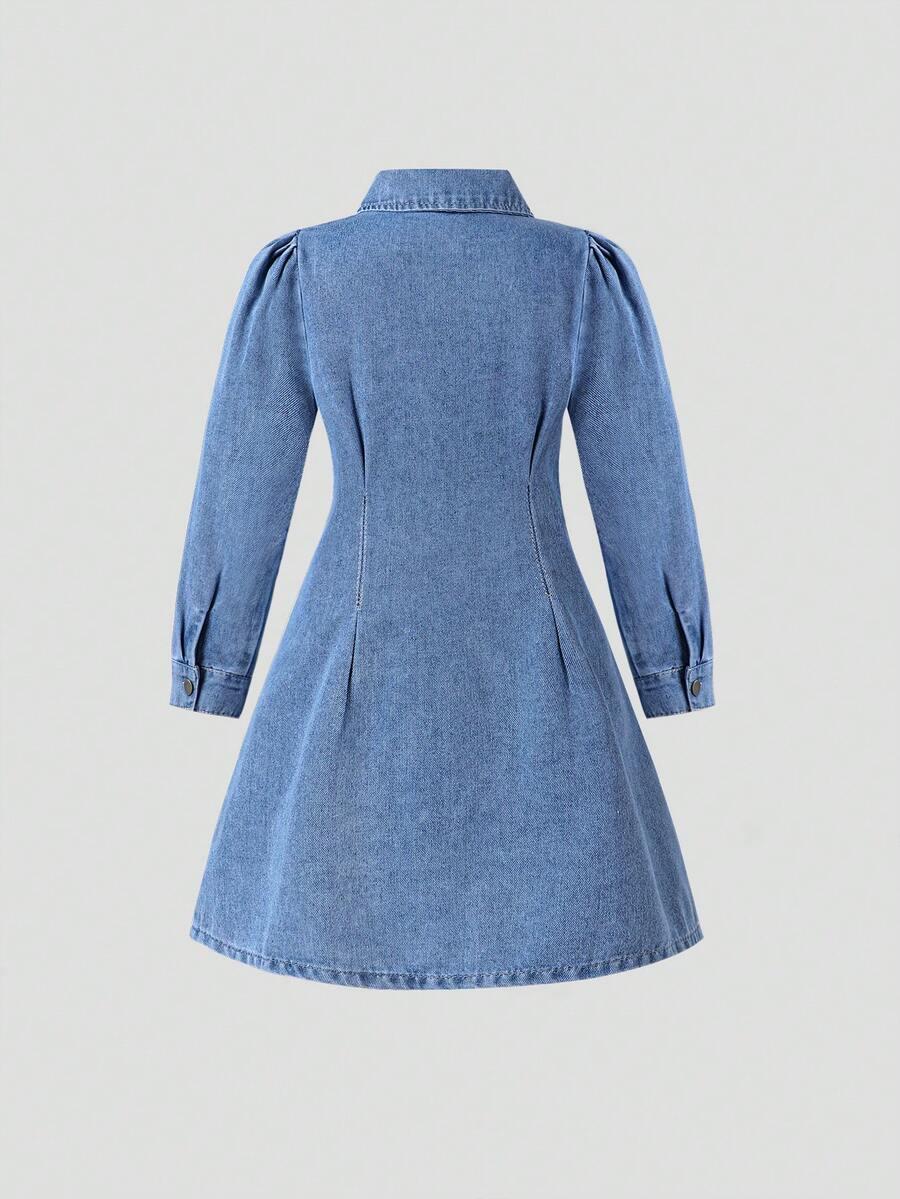 niebieska sukienka jeans haft