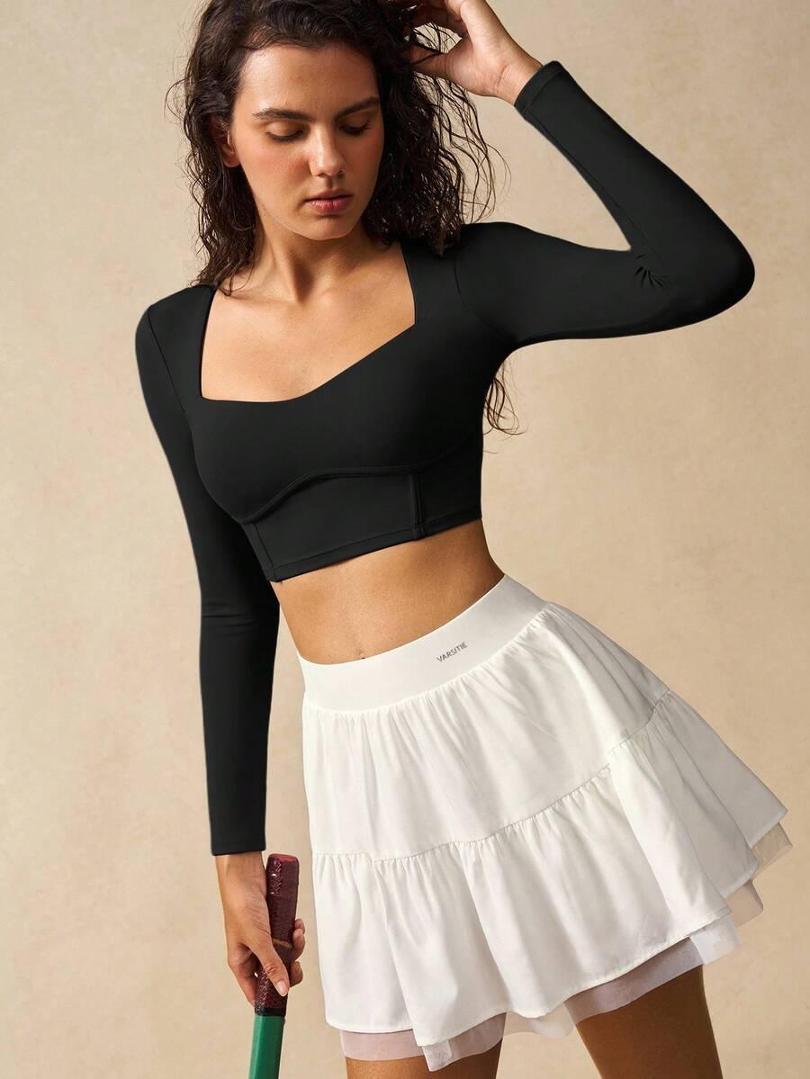 czarny crop top długi rękaw