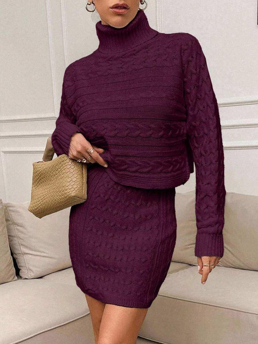 SWETER SPÓDNICA DZIANINOWY KOMPLET