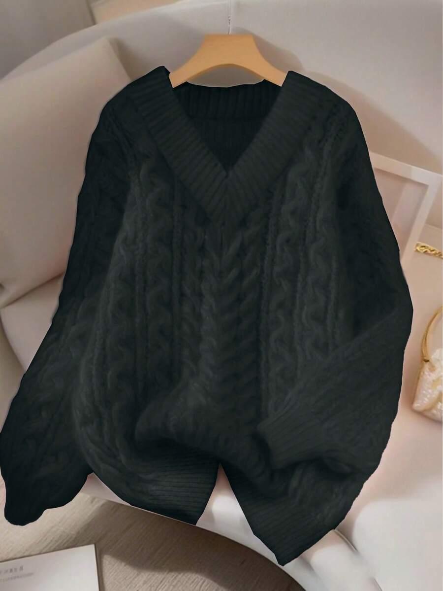czarny sweter v-neck
