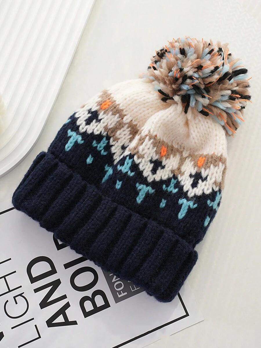 dzianinowa czapka pompon