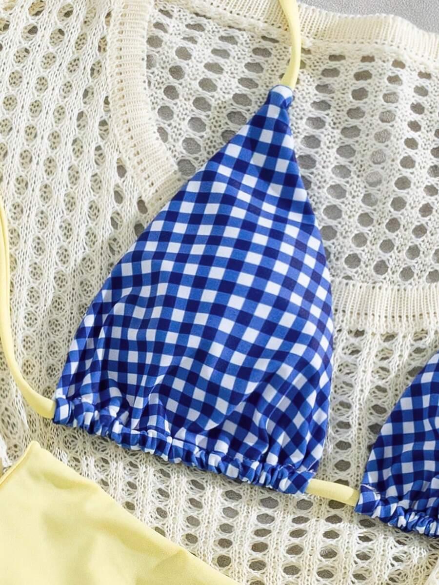 DWUCZĘŚCIOWY STRÓJ KĄPIELOWY W KRATKĘ