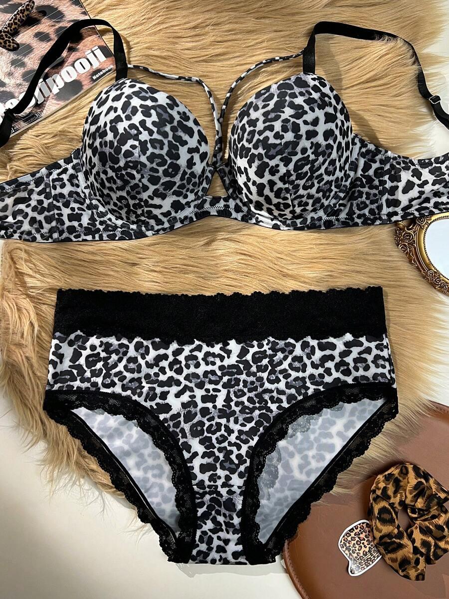 biustonosz majtki komplet animal print