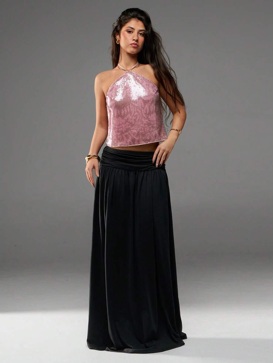 CZARNA SPÓDNICA MAXI 
