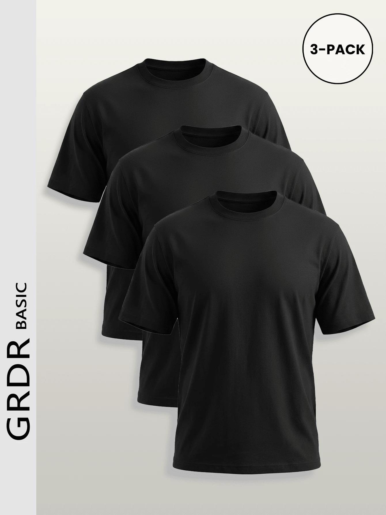 czarny t-shirt 3-pack