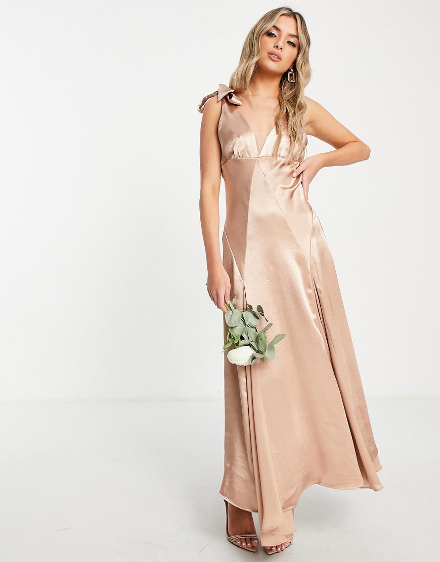 MAXI SUKIENKA SATYNA V-NECK