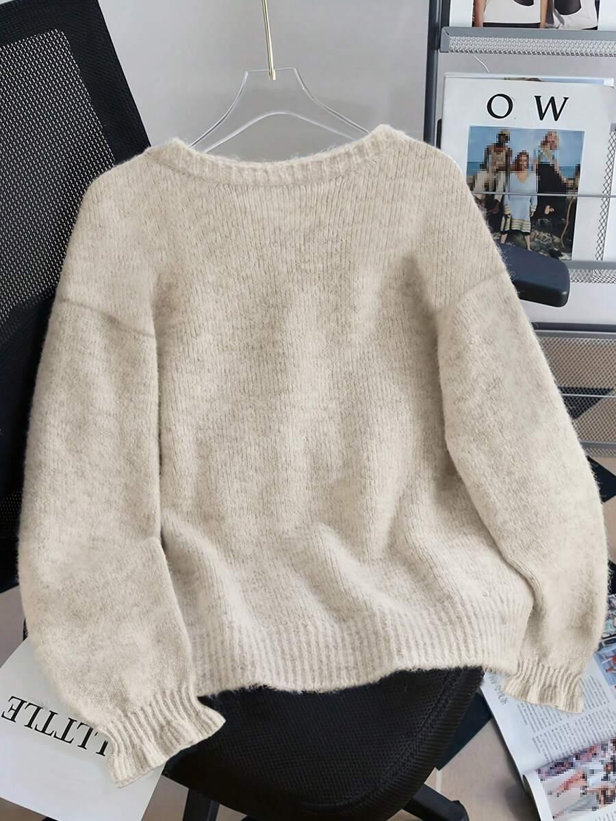 BEŻOWY dzianinowy SWETER 
