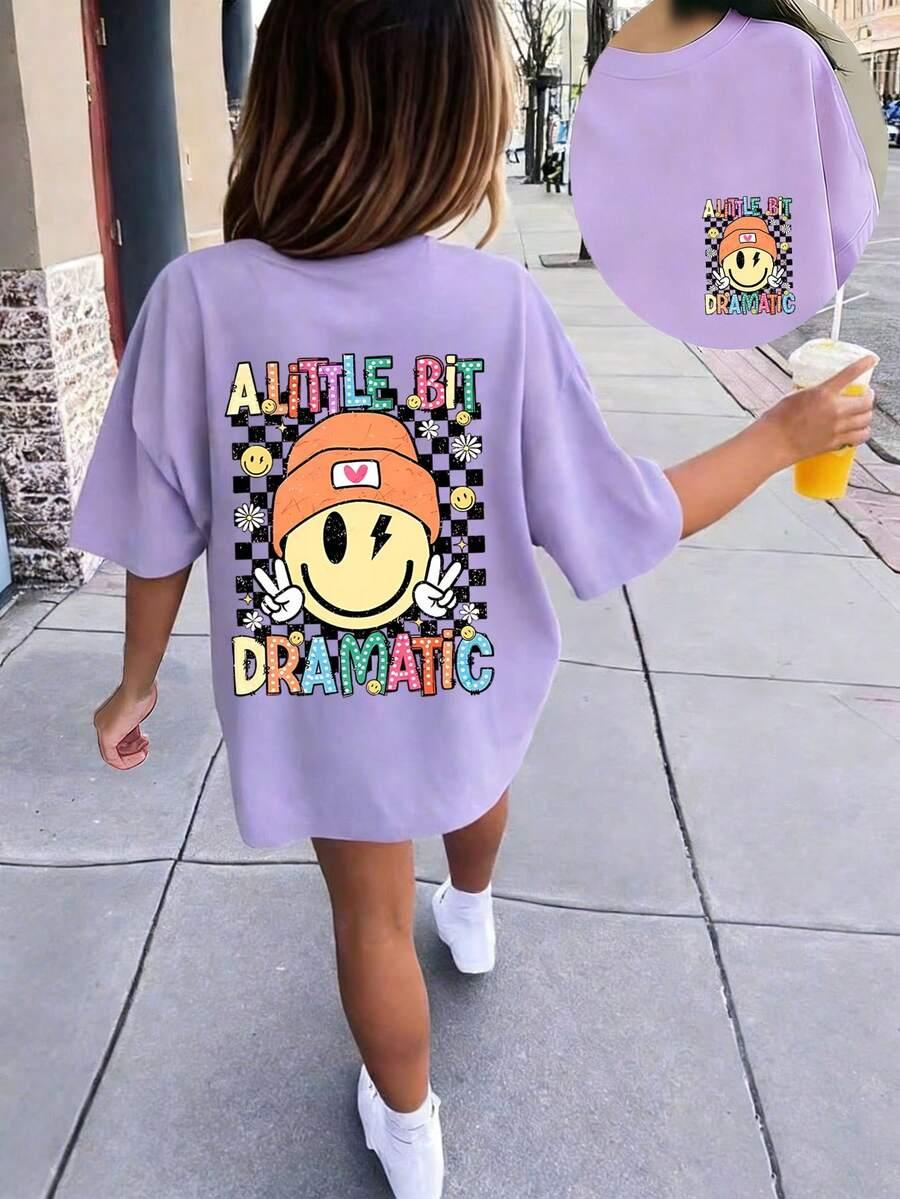 fioletowy T-SHIRT  PRINT