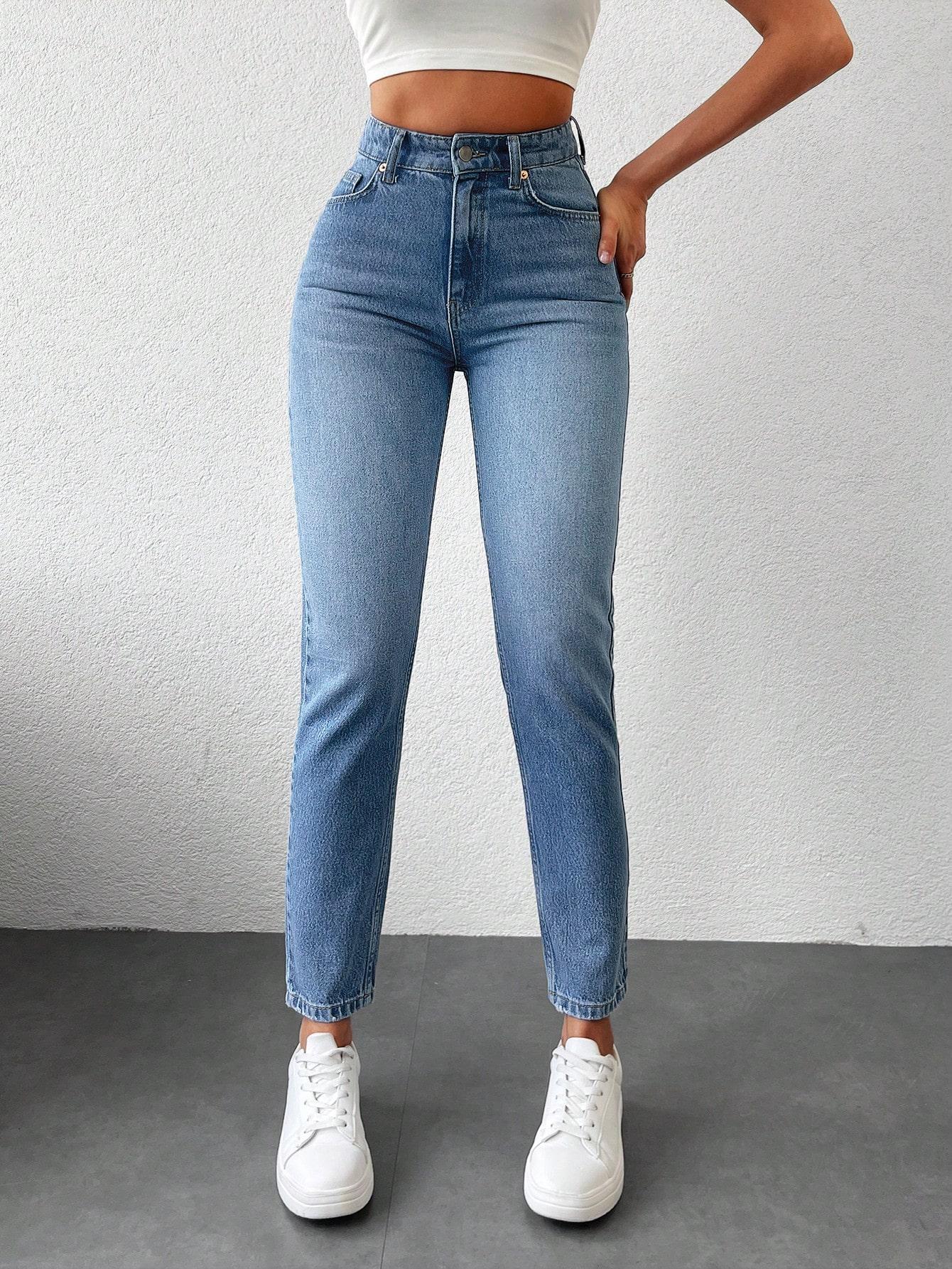 NIEBIESKIE SPODNIE MOM JEANS