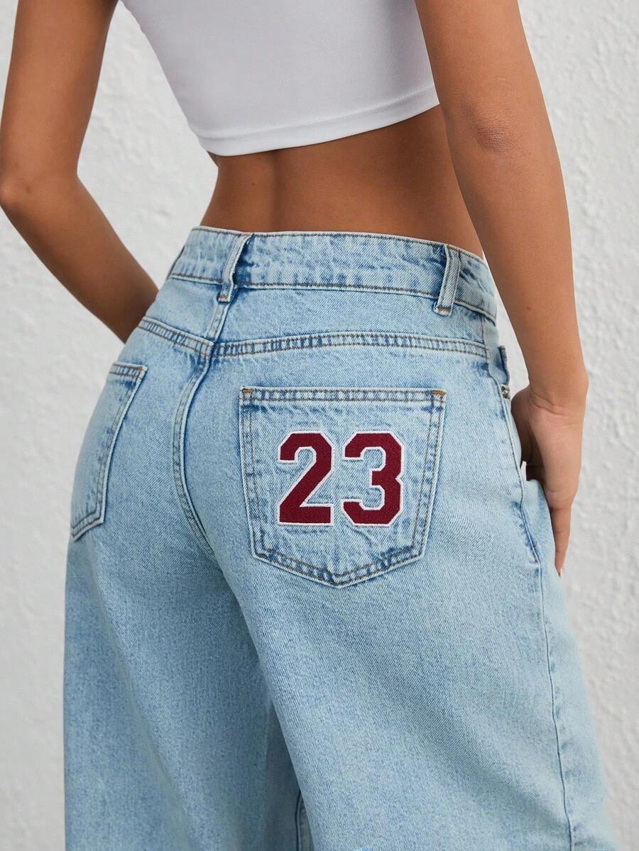 NIEBIESKIE SPODNIE JEANS haft