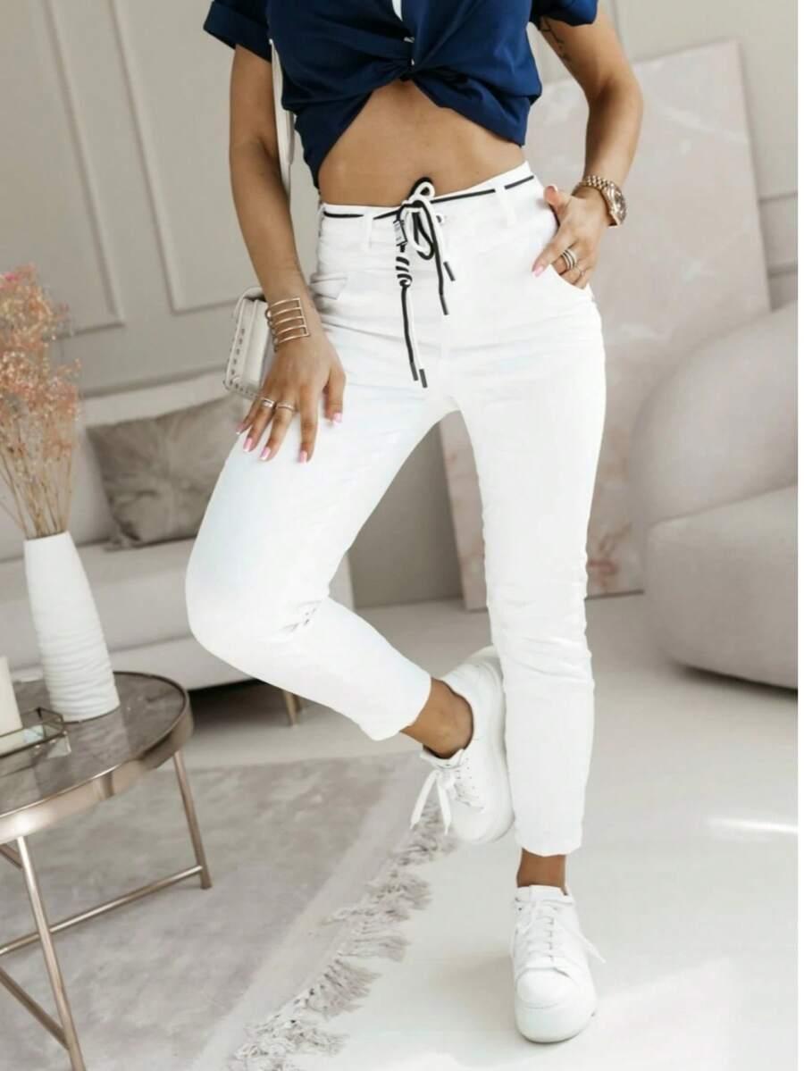 BIAŁE SPODNIE JEANS