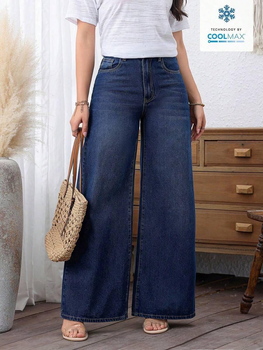 GRANATOWE SPODNIE JEANS