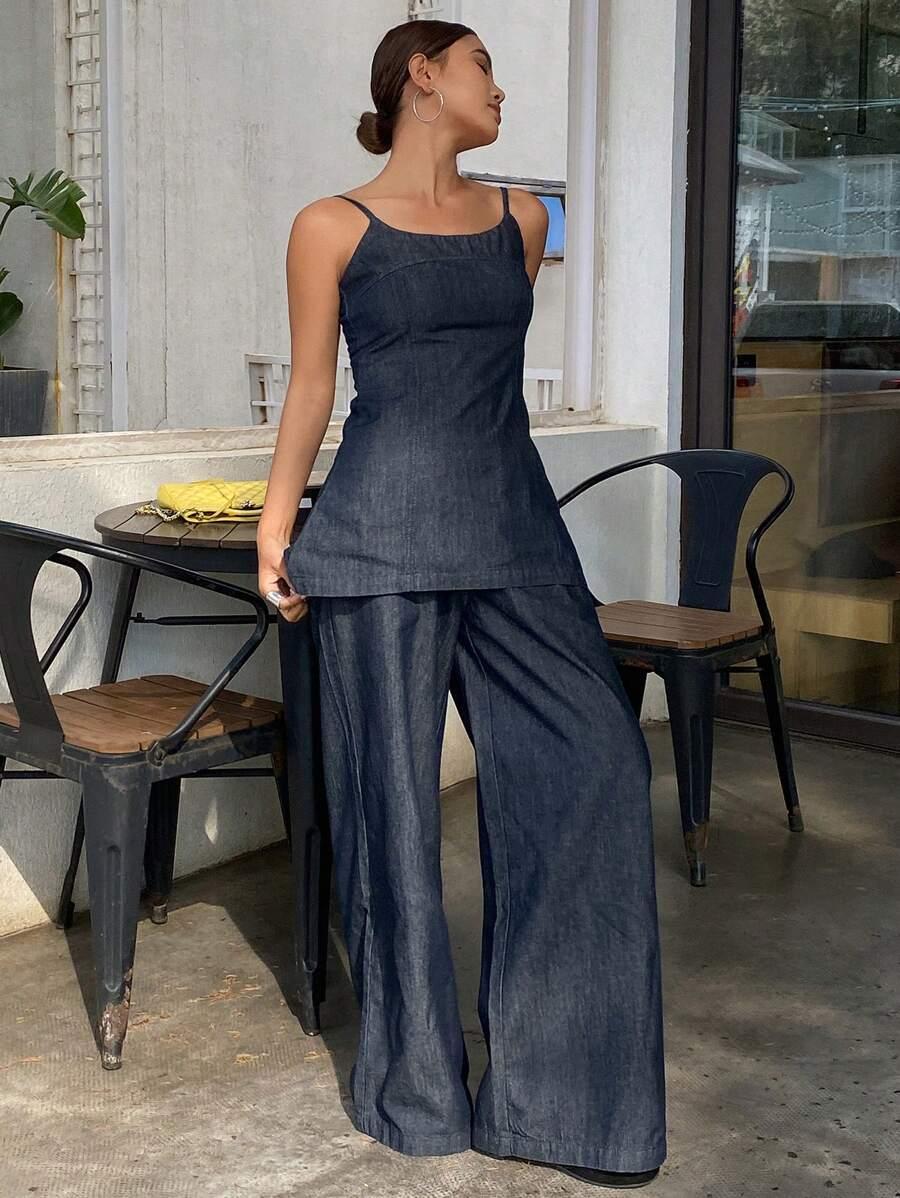TOP NA RAMIĄCZKACH JEANS