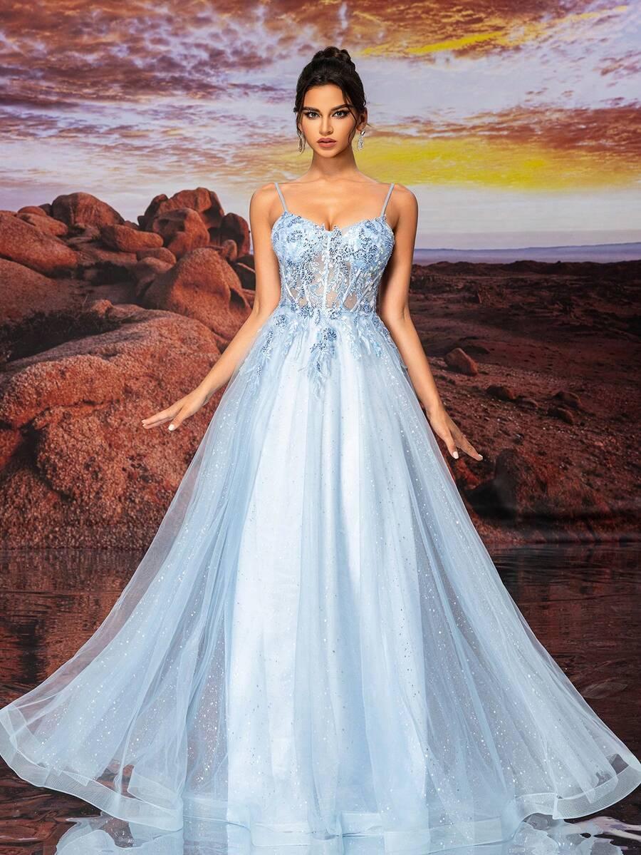 niebieska maxi sukienka