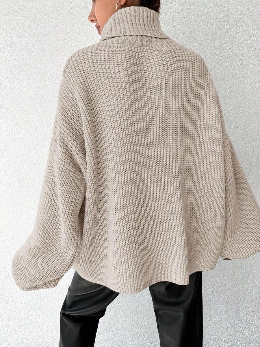 BEŻOWY DZIANINOWY SWETER GOLF