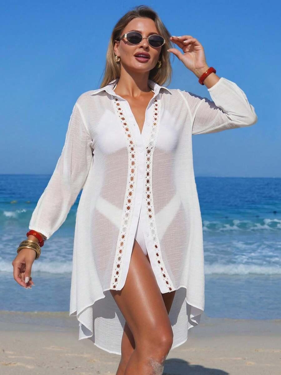 biała koszula kimono narzutka plażowa haft