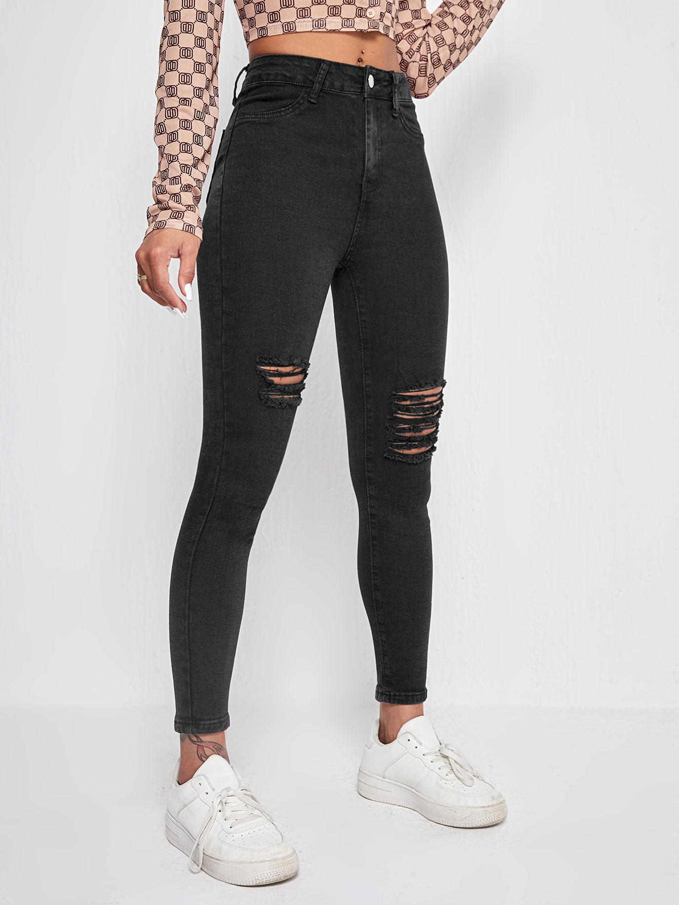 SPODNIE JEANS RURKI RIPPED