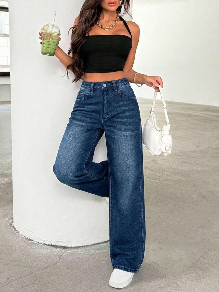 spodnie jeans wysoki stan 