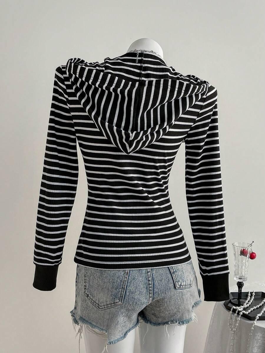 PRĄŻKOWANA BLUZA Z DZIANINY W SEREK 