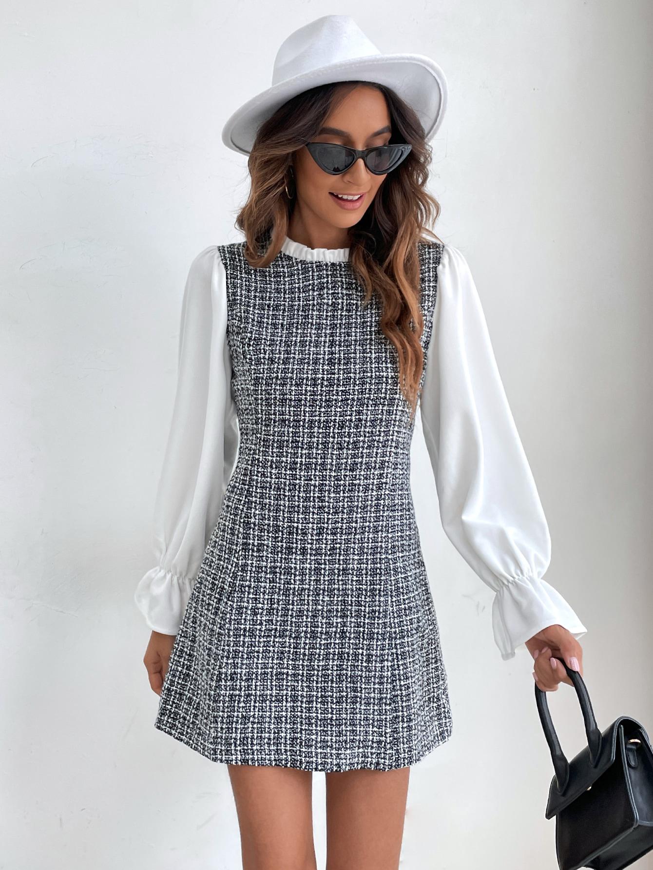 ŁĄCZONA SUKIENKA TWEED