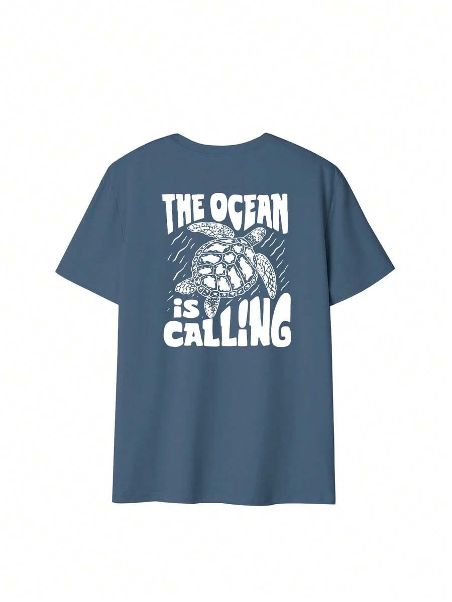 niebieskie t-shirt z nadrukiem
