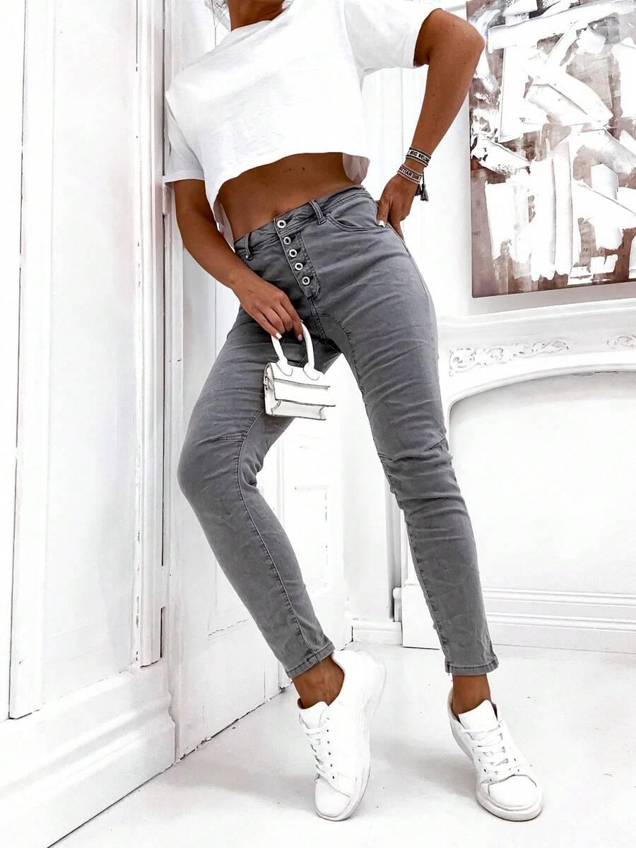 szare spodnie jeans 