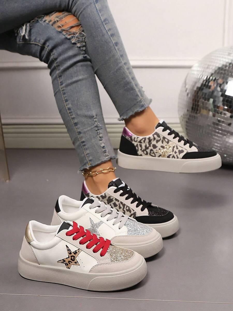 sznurowane trampki animal print łączenie