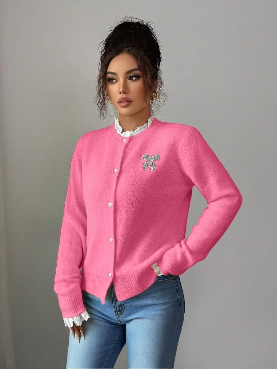 różowy sweter kardigan