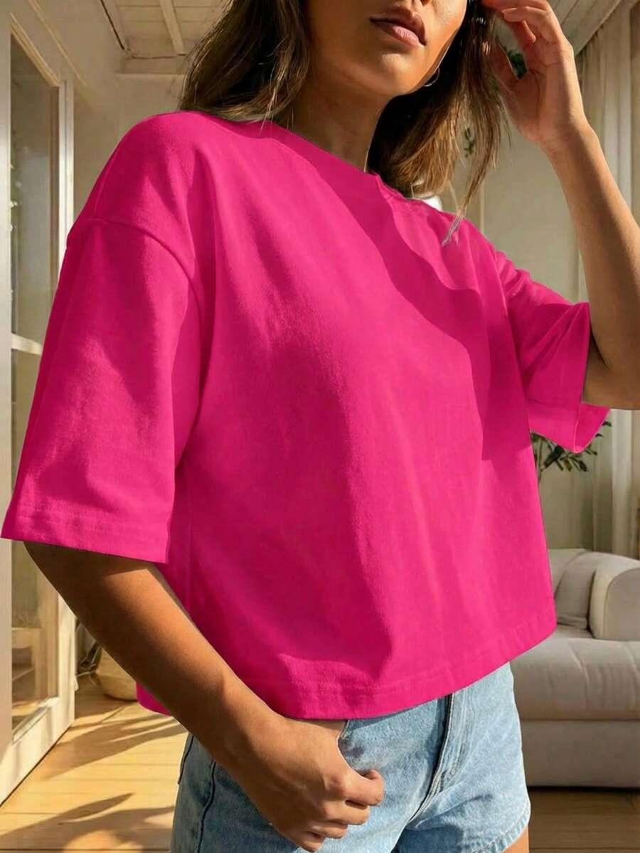 różowy t-shirt casual