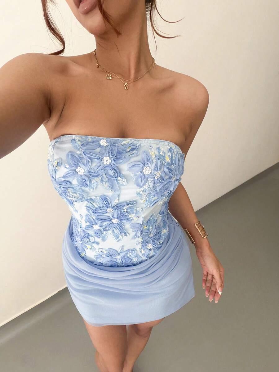 NIEBIESKA MINI SUKIENKA