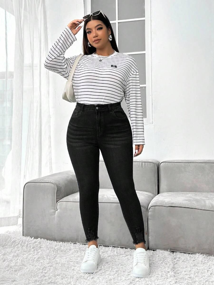 CZARNE SPODNIE JEANS