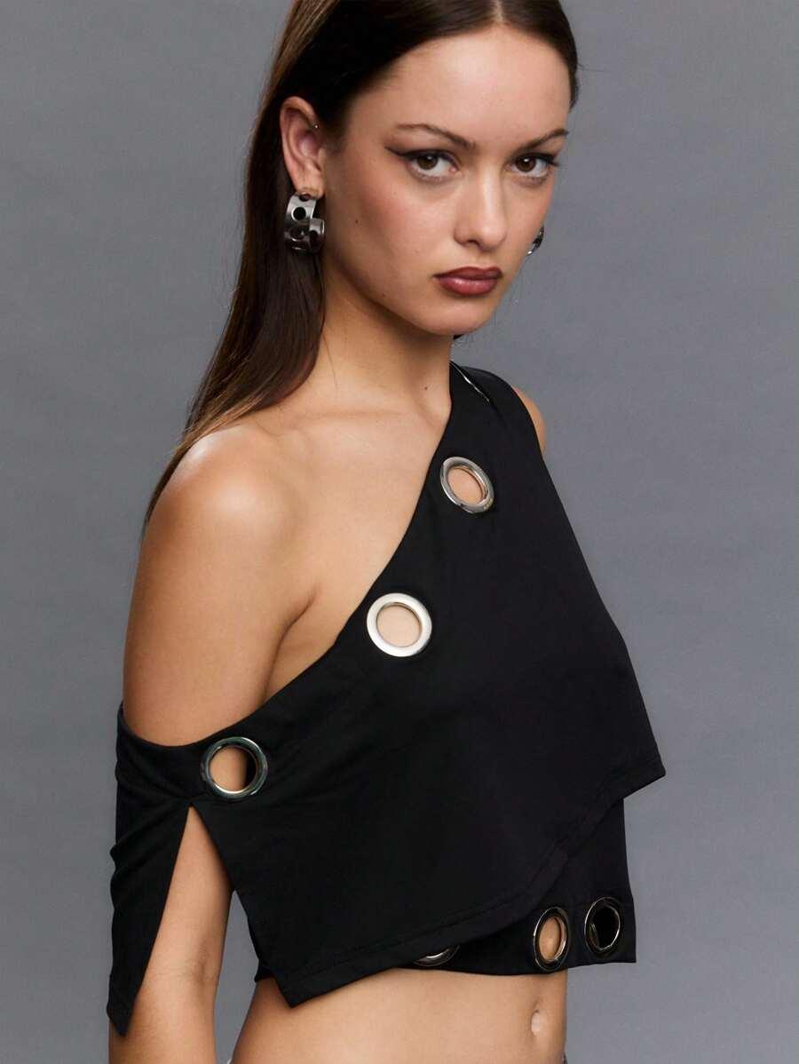 czarny asymetryczny top