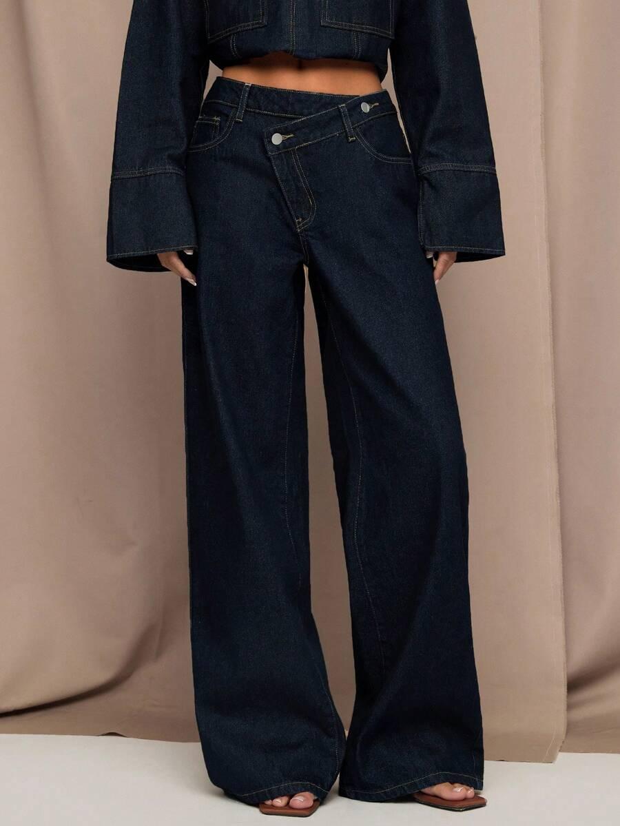 GRANATOWE SPODNIE JEANS