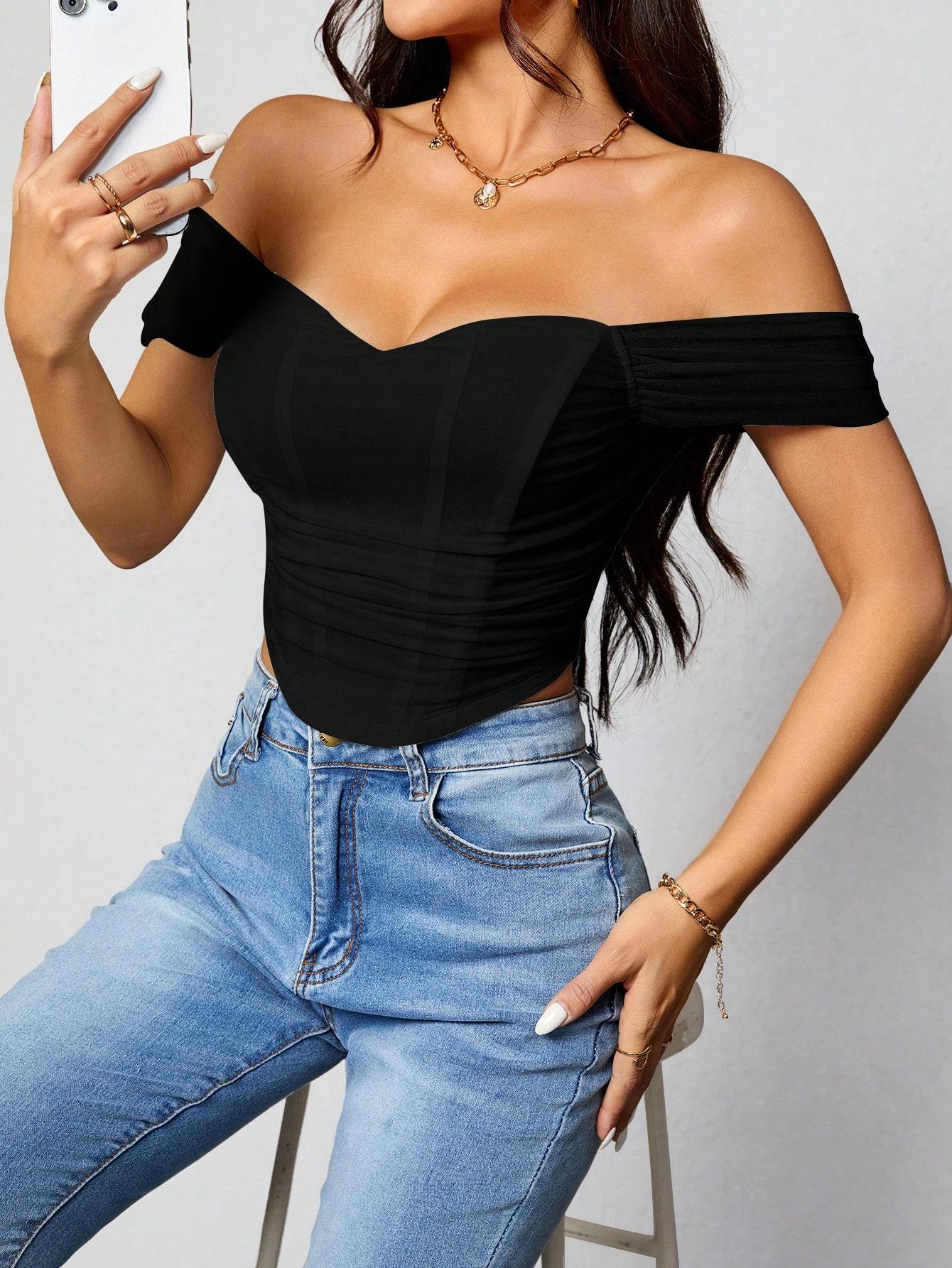 CZARNY TOP GORSET