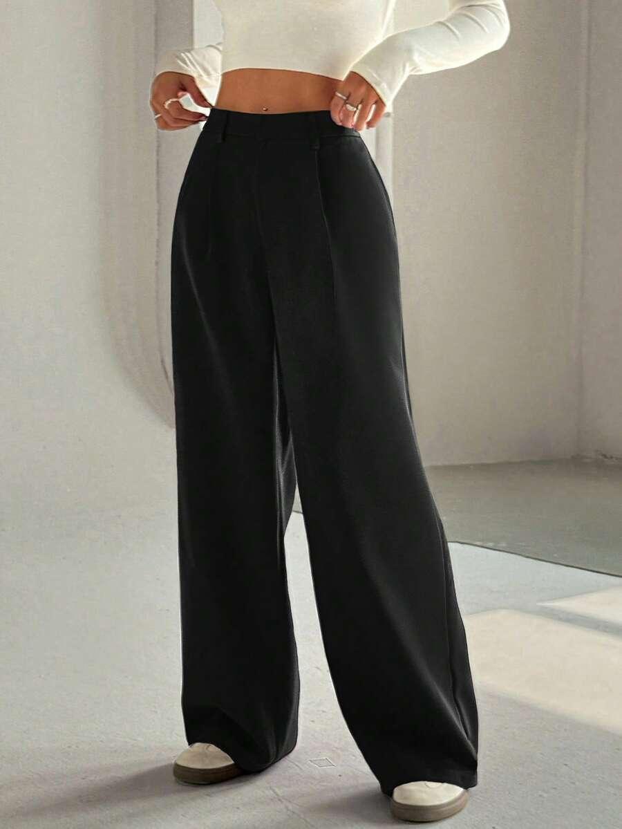 czarne proste spodnie