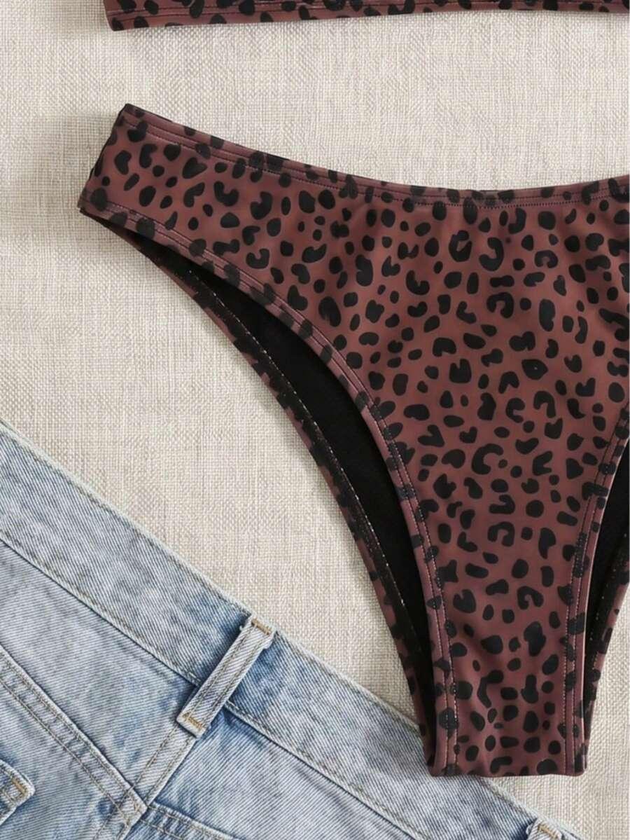 dwuczęściowy strój kąpielowy animal print