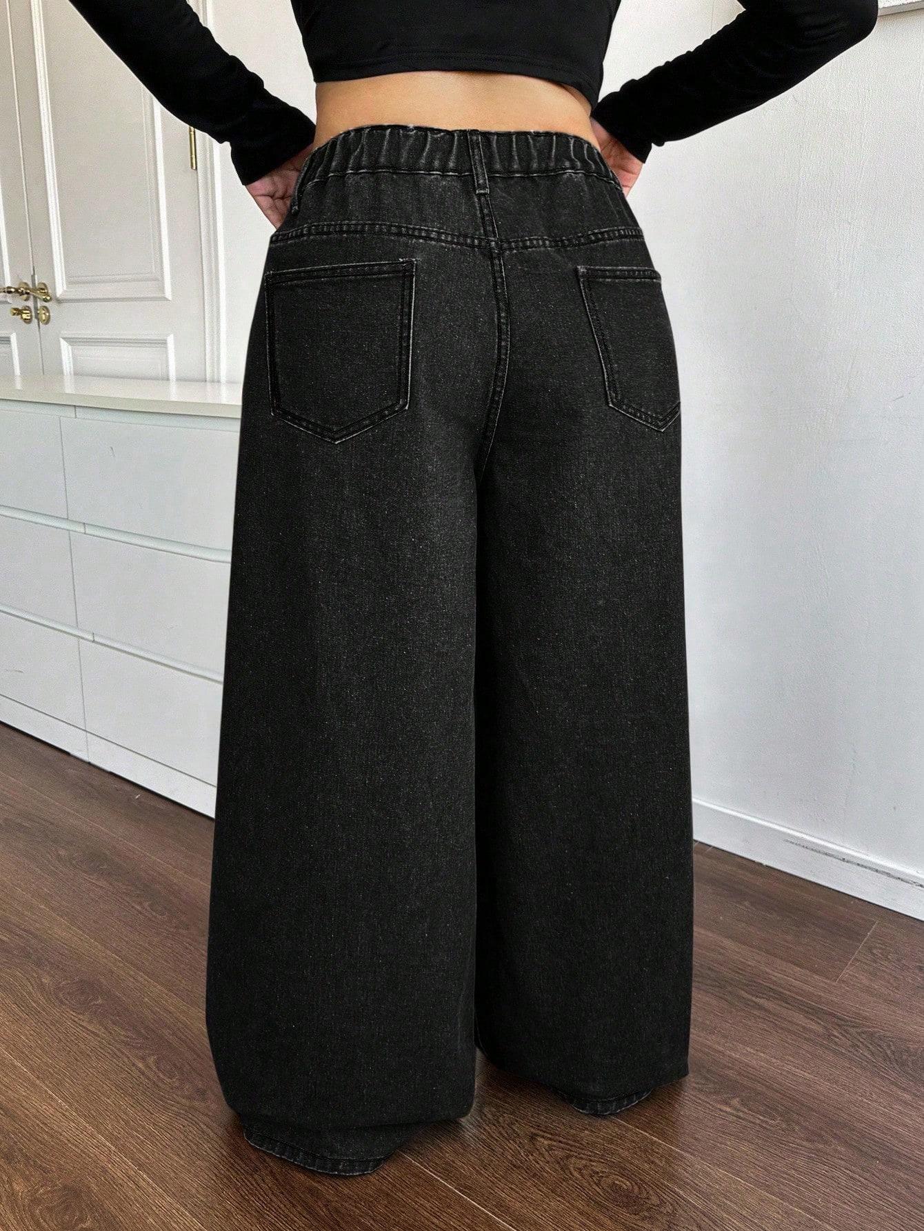 CZARNE SPODNIE JEANS 