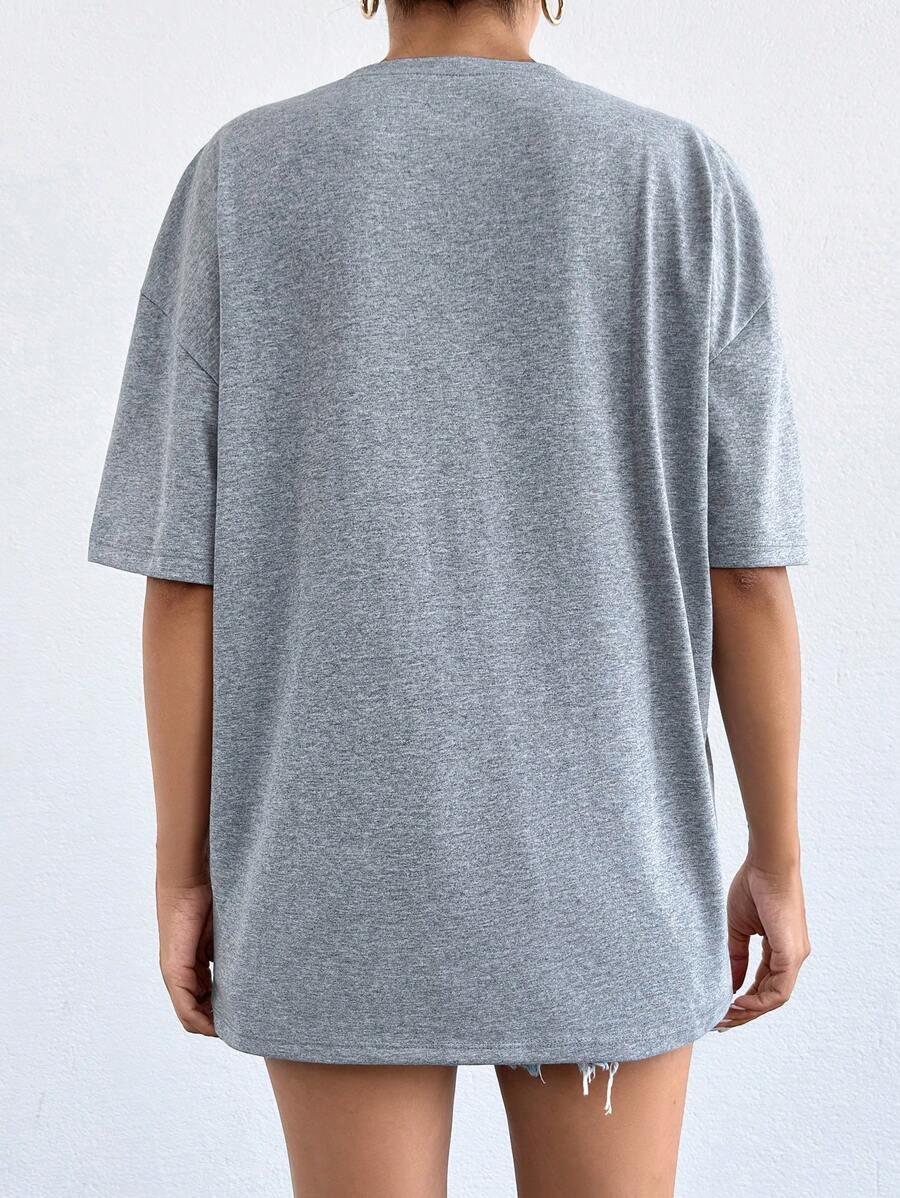 szary t-shirt haft