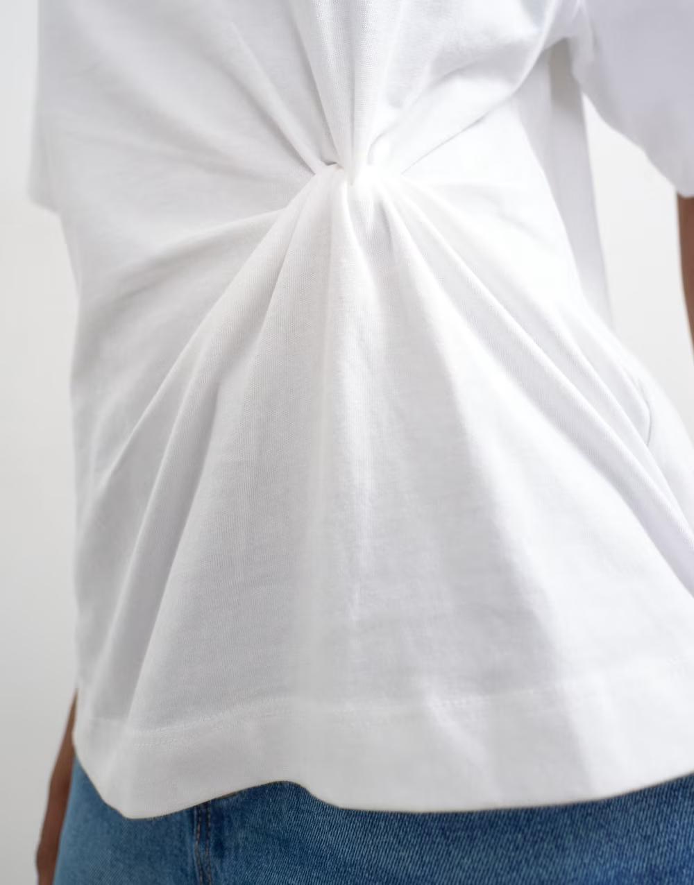 BIAŁY T-SHIRT OKRĄGŁY DEKOLT