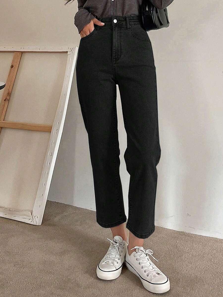 CZARNE SPODNIE JEANS WYSOKI STAN 