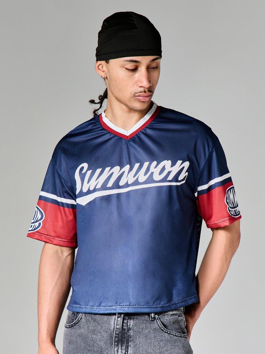 granatowy t-shirt nadruk