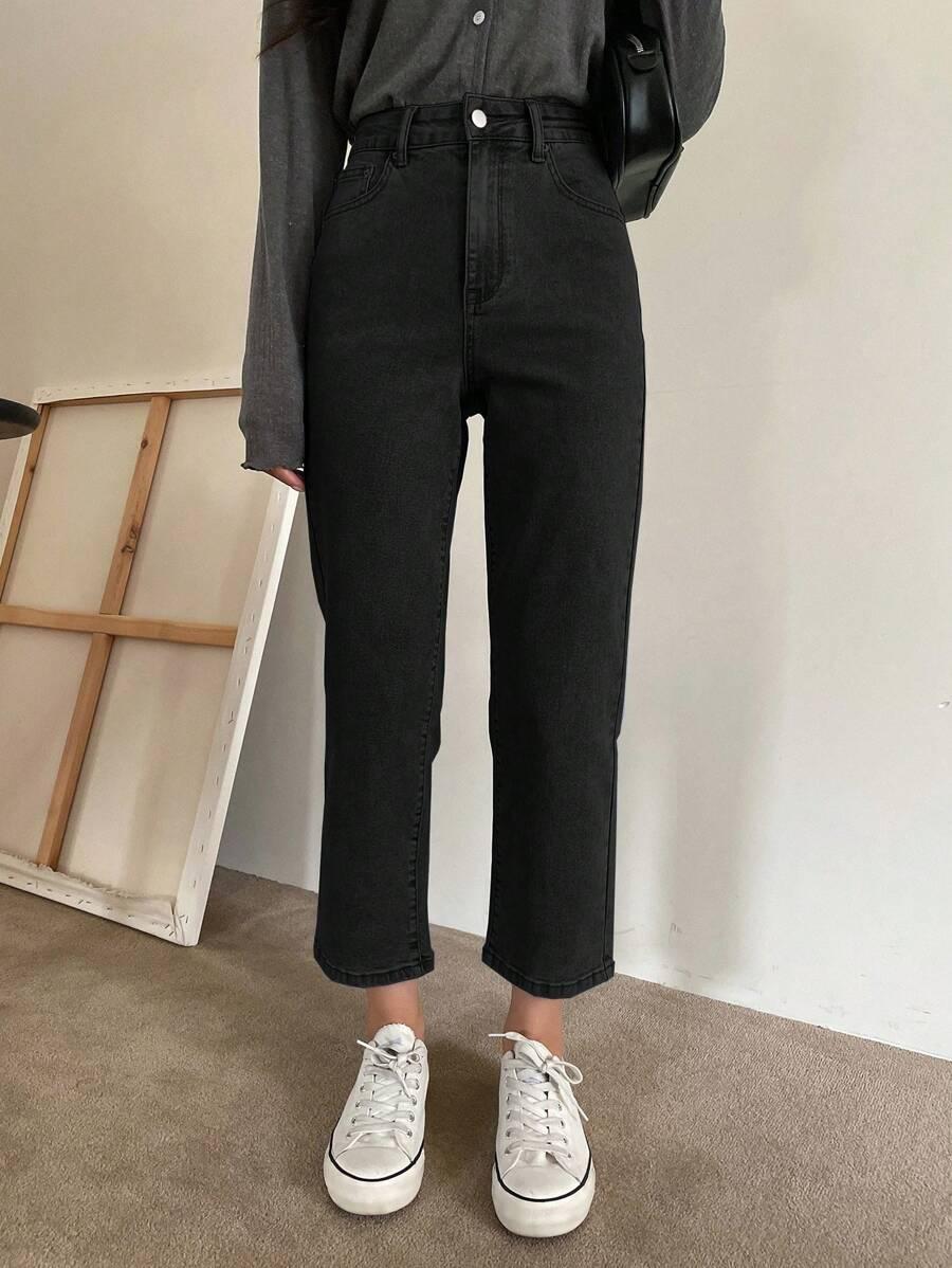CZARNE SPODNIE JEANS WYSOKI STAN 