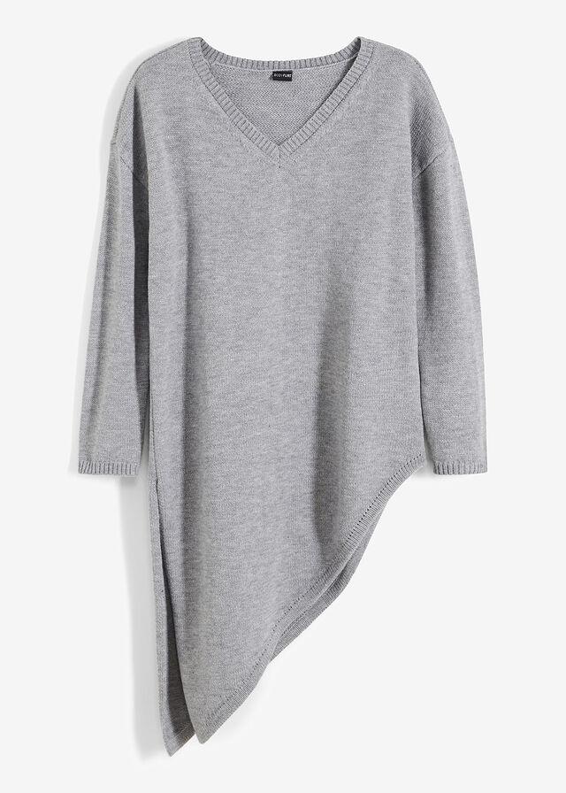 SWETER DAMSKI V-DEKOLT ASYMETRYCZNY DŁUGI RĘKAW