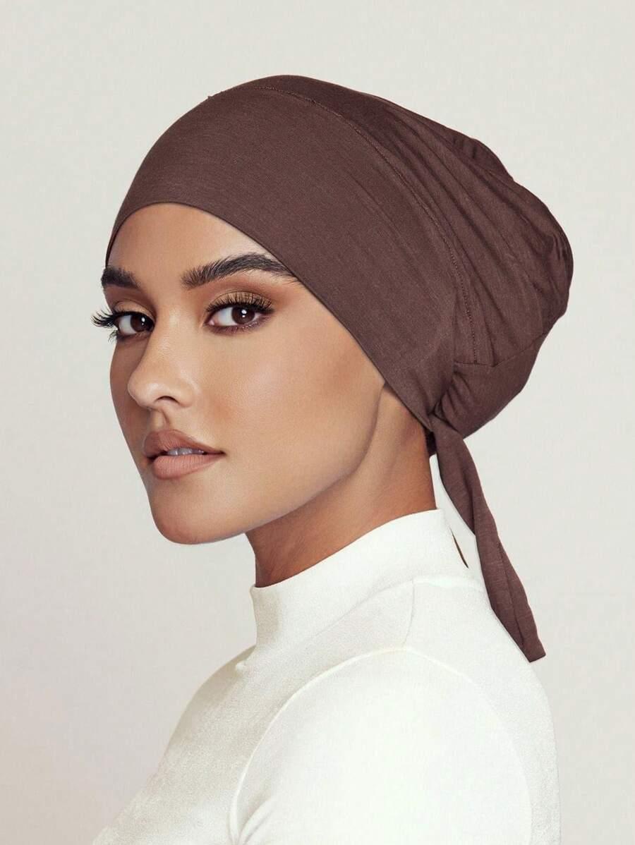 brązowy turban na głowę