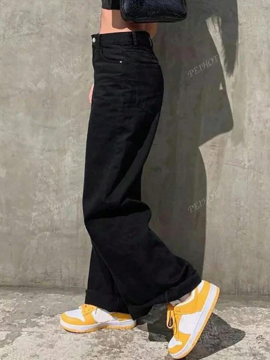 CZARNE SPODNIE JEANS