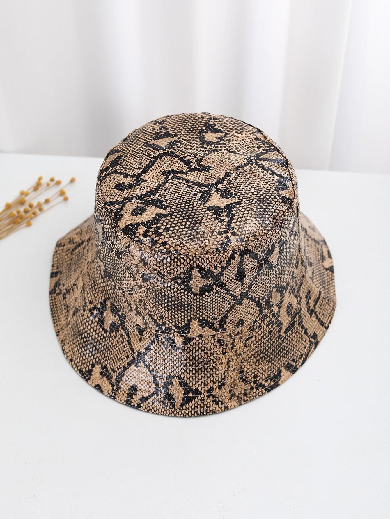 KAPELUSZ BUCKET ANIMAL PRINT IMITACJA SKÓRY