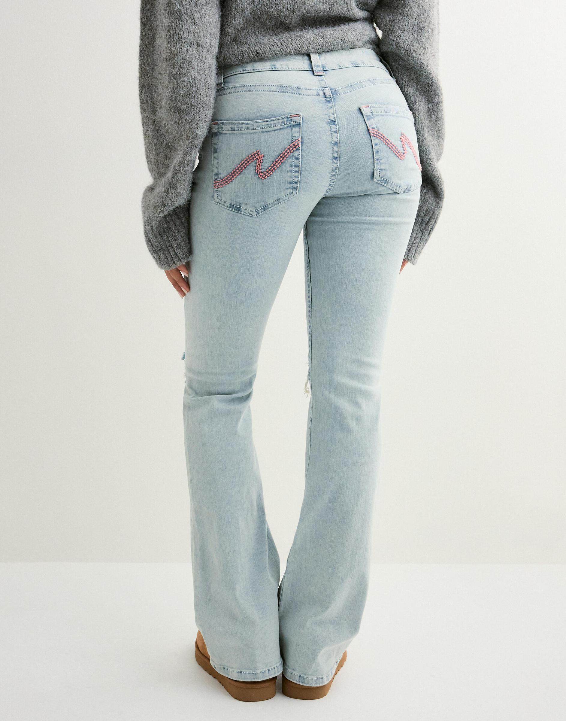SPODNIE JEANS BOOTCUT DZIURY